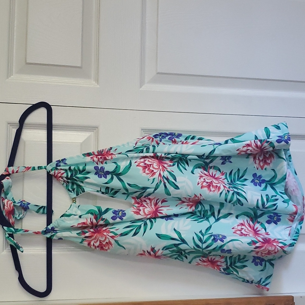Liz Claiborne Tankini Swim Top Only, Size 24W, Aqua Multi Color